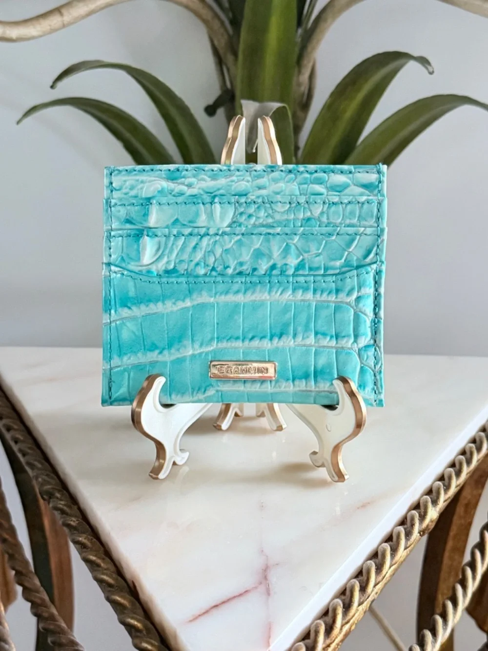 🩵🩵 Brahmin Dusty Blue Cheryl Small Slim CC ID Pocket Wallet Preowned 🩵🩵